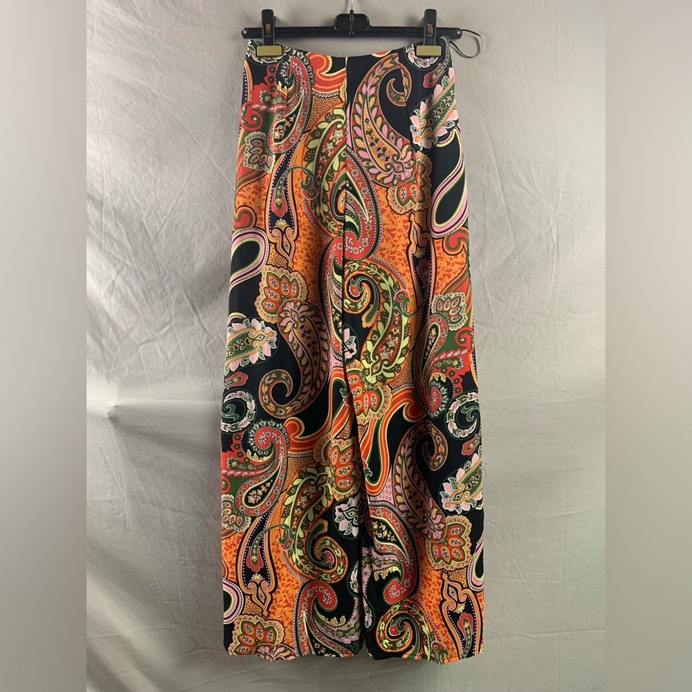 Paisley Print Wide Leg Pants Black - Picture 6 of 6